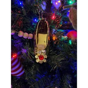 Vintage Gold Glass Slipper Tree Ornaments from Sears set of 6